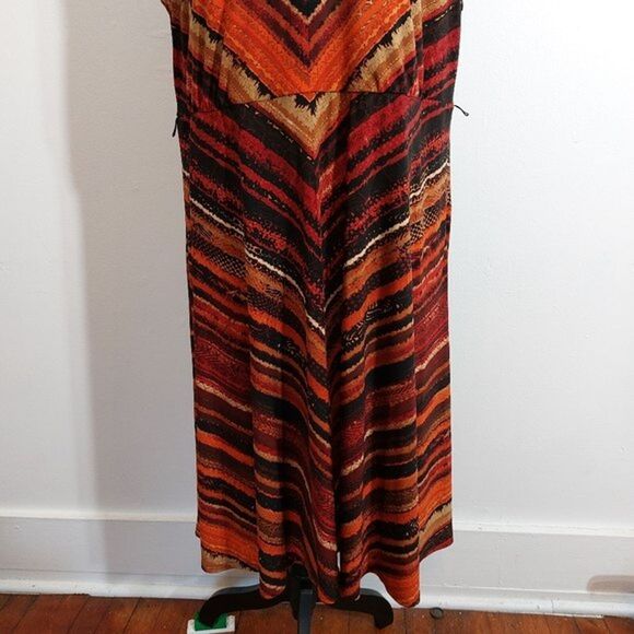 R&M Richards Multicolor Chevron Stripes Fit and Flare V-Neck Dress Plus Size 20W - Picture 4 of 10